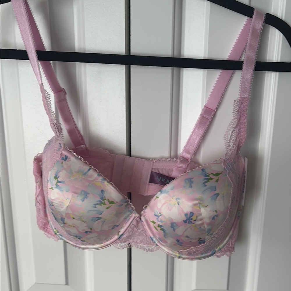 Adore Me Pink Floral Underwire Bra